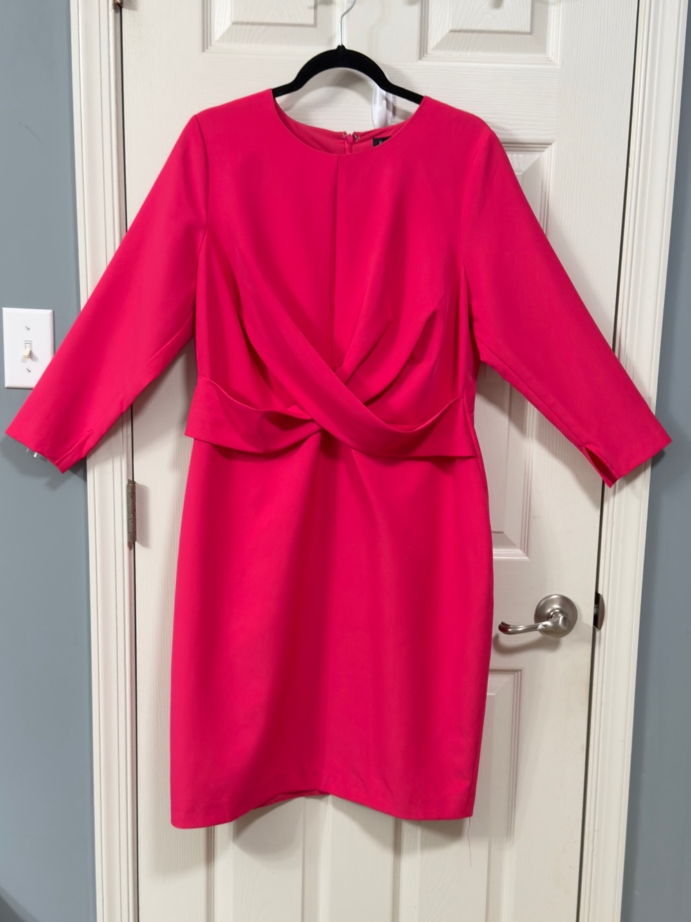 Eloquii Hot Pink Draped Waist Sheath Dress